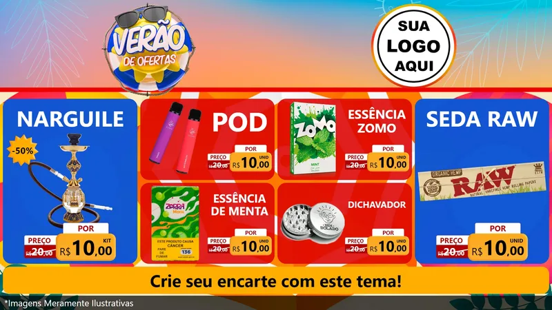 Modelo de TV para TV Horizontal com o tema Verão de Ofertas para Tabacaria