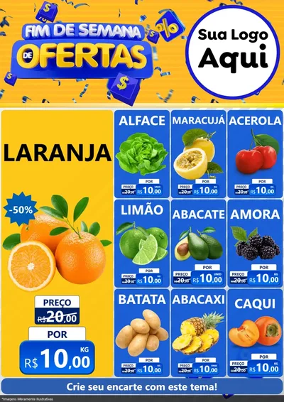 Modelo de Encarte para Encarte A4 Vertical com o tema Fim de Semana de Ofertas para Hortifrúti