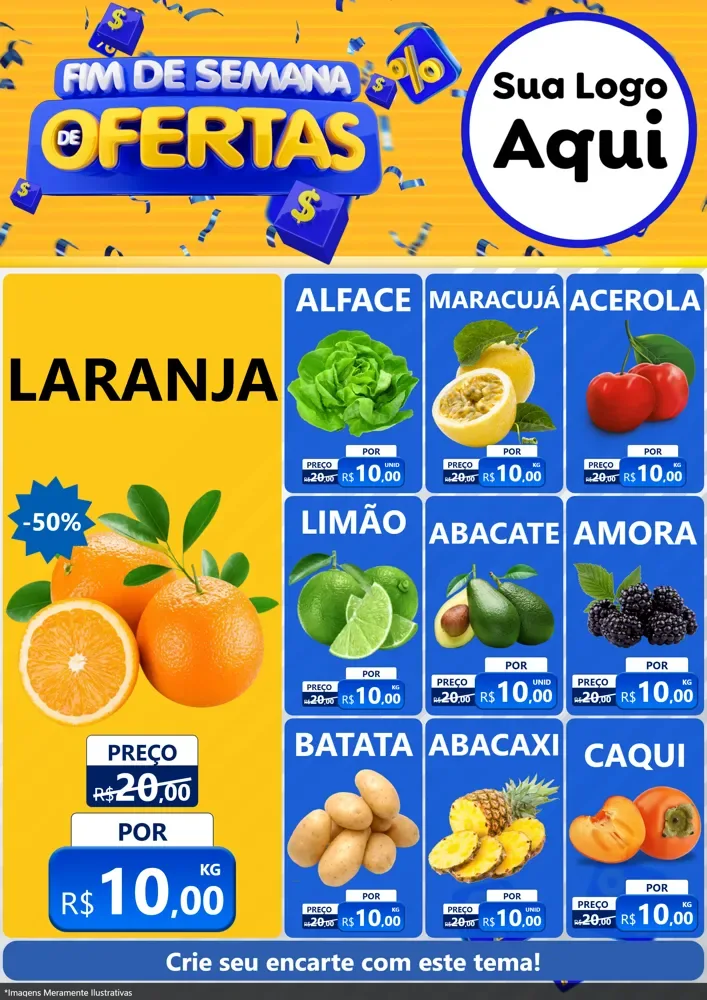 Modelo de Encarte para Encarte A4 Vertical com o tema Fim de Semana de Ofertas para Hortifrúti