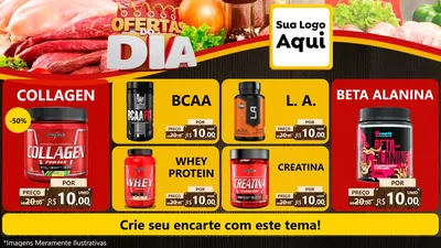 Modelo de TV para TV Horizontal com o tema Ofertas do Dia para Suplementos alimentares