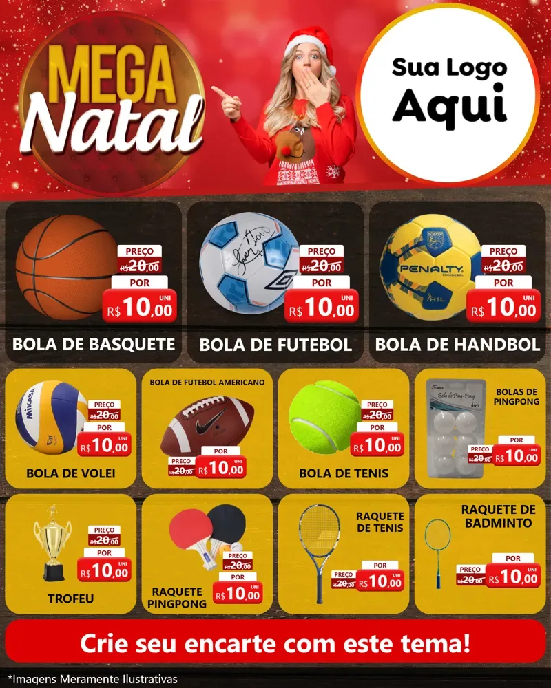 Modelo de Rede Social para Feed Instagram com o tema Mega Natal para Artigos Esportivos