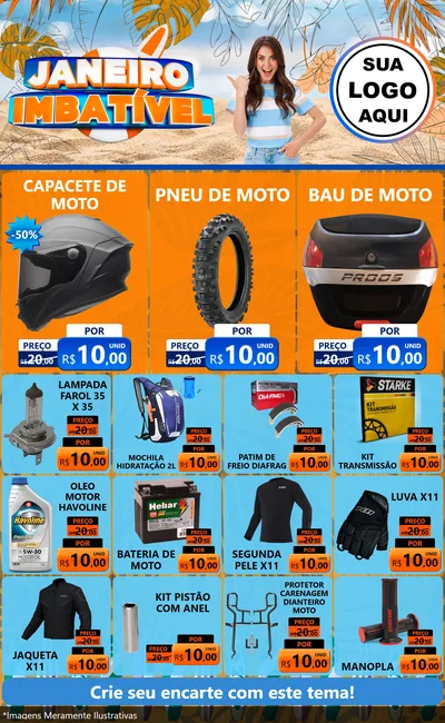 Modelo de Encarte para Encarte Grande com o tema Janeiro Imbatível para Moto peças