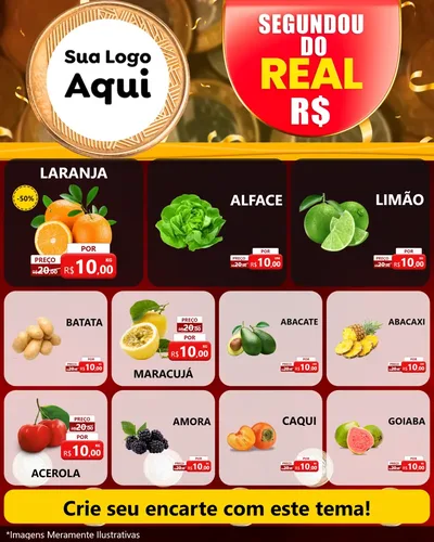 Modelo de Rede Social para Feed Instagram com o tema Segundou do Real para Hortifrúti