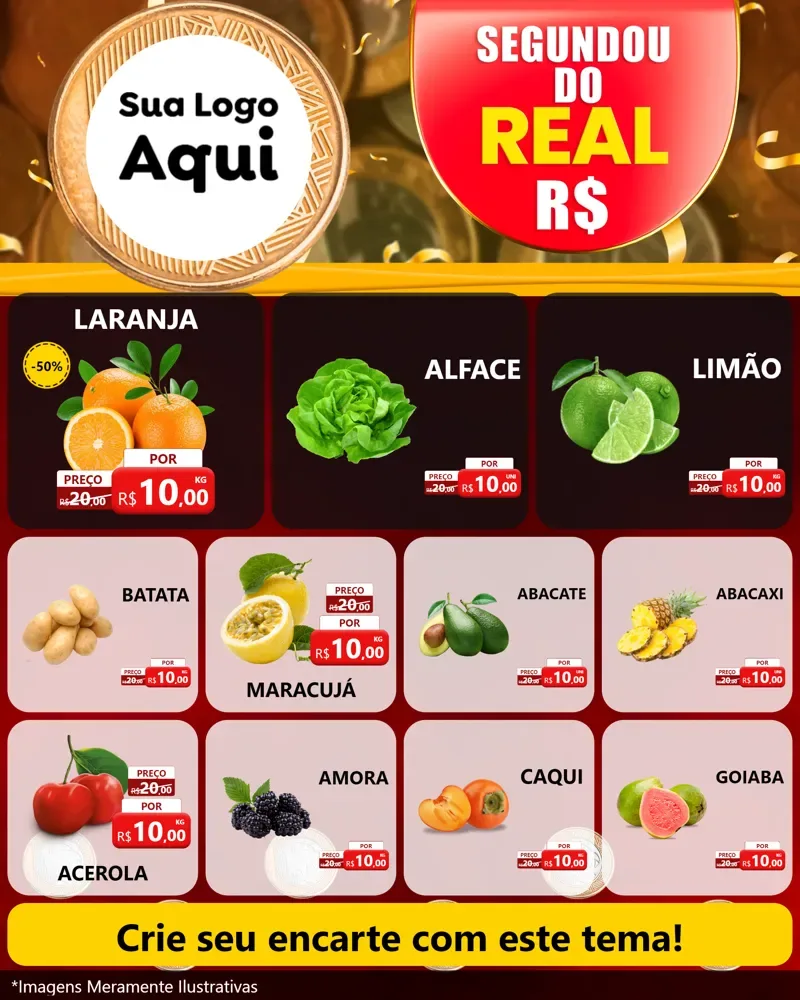 Modelo de Rede Social para Feed Instagram com o tema Segundou do Real para Hortifrúti