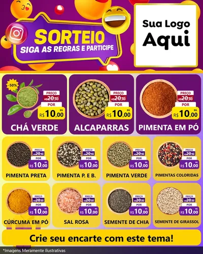 Modelo de Rede Social para Feed Instagram com o tema Sorteio para Produtos Naturais