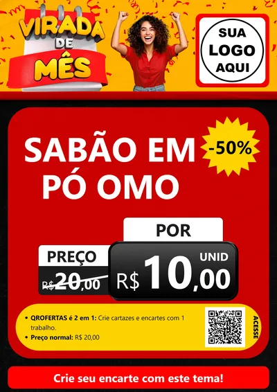 Modelo de Cartaz para Cartaz A4 Vertical com o tema Virada de Mês para Produtos de Limpeza