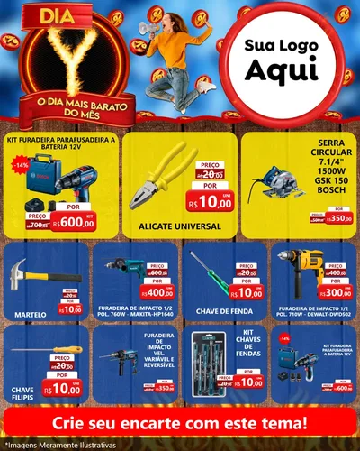 Modelo de Rede Social para Feed Instagram com o tema Dia Y - O Dia Mais Barato Do Mês para Maquinas e Ferramentas