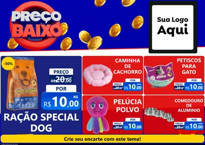 Modelo de Encarte para Encarte A4 Horizontal com o tema Preço Baixo para Pet Shop