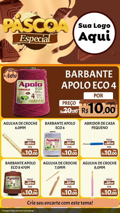 Modelo de Rede Social para Stories com o tema Páscoa Especial para Armarinho e Aviamentos