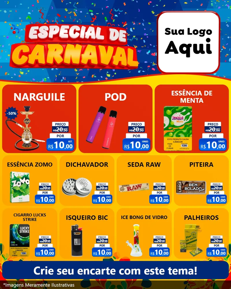 Modelo de Rede Social para Feed Instagram com o tema Especial de Carnaval para Tabacaria