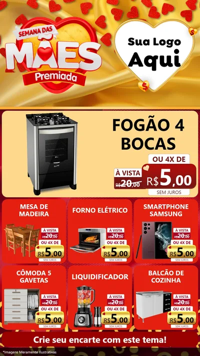 Modelo de Rede Social para Stories com o tema Semana das Mães Premiada para Móveis e Eletro