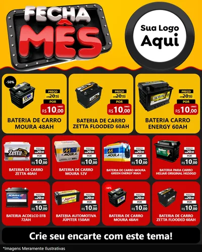 Modelo de Rede Social para Feed Instagram com o tema Fecha Mês para Baterias Elétricas