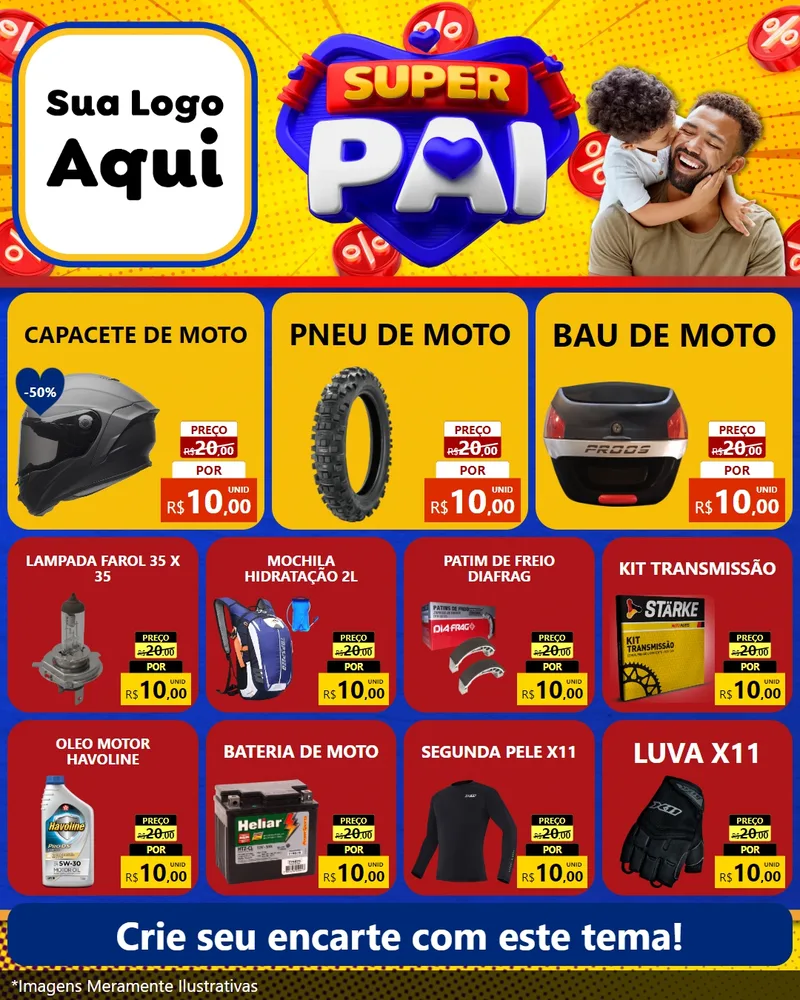 Modelo de Rede Social para Feed Instagram com o tema Super Pai para Moto peças