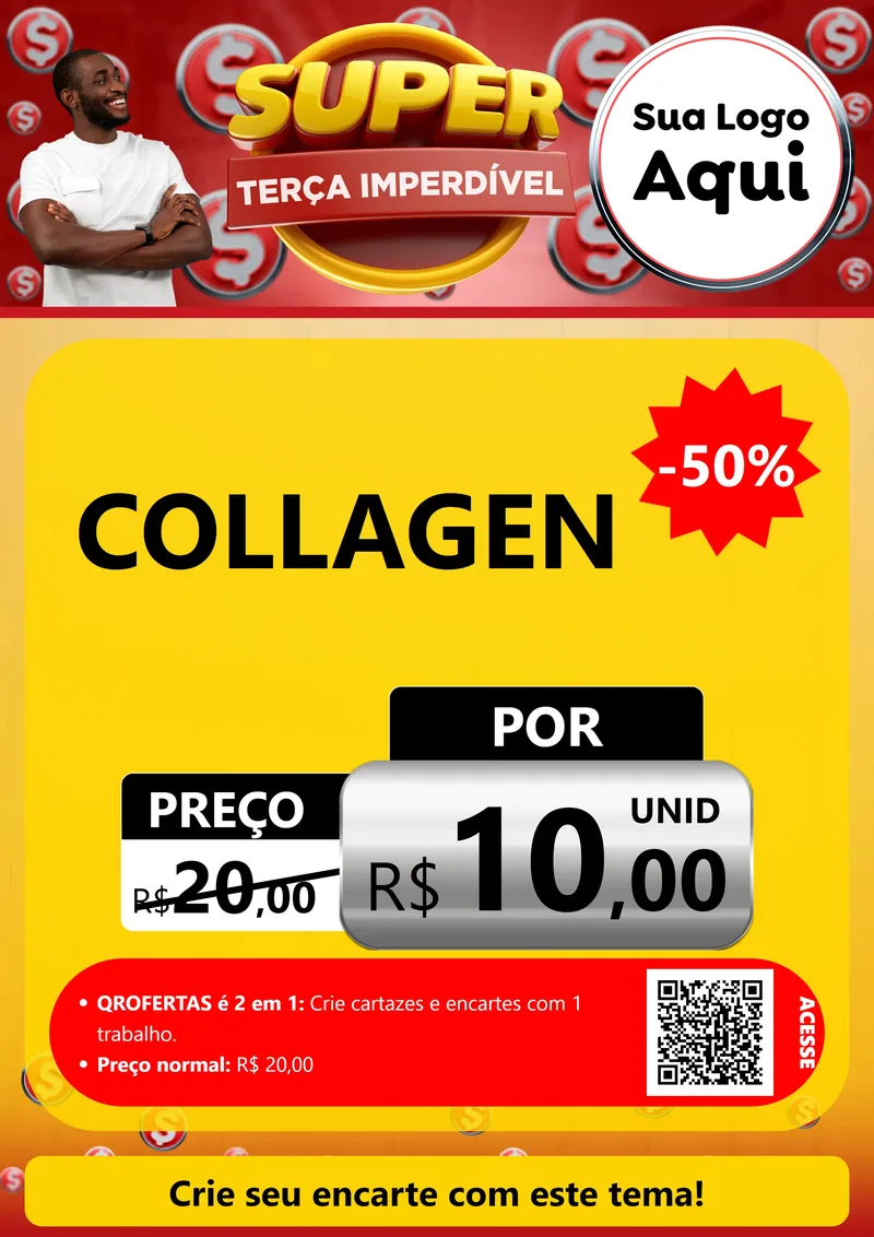 Modelo de Cartaz para Cartaz A4 Vertical com o tema Super Terça Imperdível para Suplementos alimentares