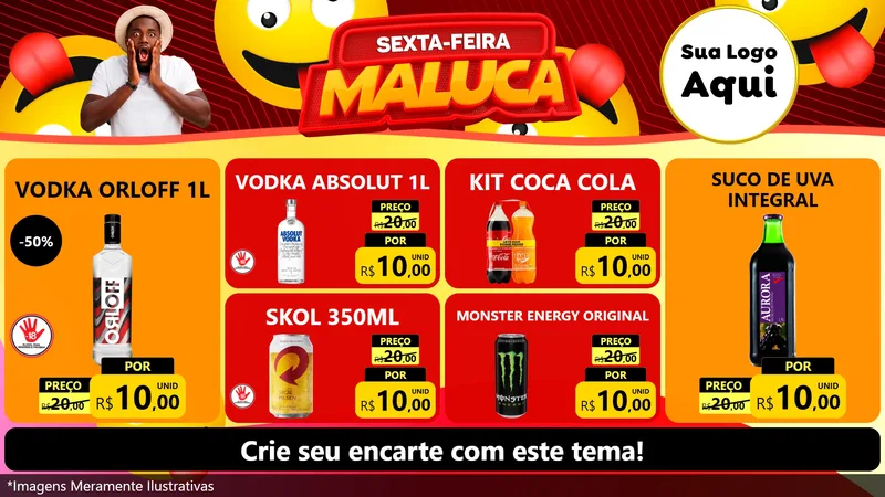 Modelo de TV para TV Horizontal com o tema Sexta-feira Maluca para Distribuidora de bebidas