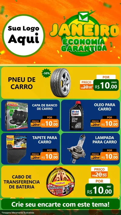 Modelo de TV para TV Vertical com o tema Janeiro - Economia Garantida para Auto peças