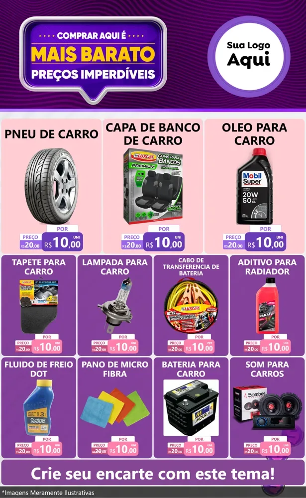 Modelo de Encarte para Encarte Grande com o tema Mais Barato para Auto peças