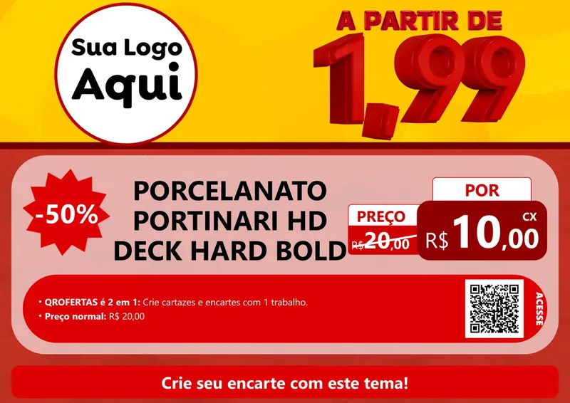 Modelo de Cartaz para Cartaz A4 Horizontal com o tema A Partir de Um e Noventa e Nove - 1,99 para Pisos e revestimentos