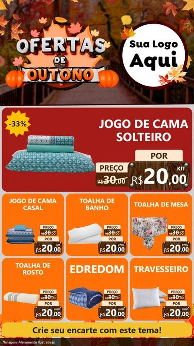 Modelo de Rede Social para Stories com o tema Ofertas de Outono para Cama, Mesa e Banho