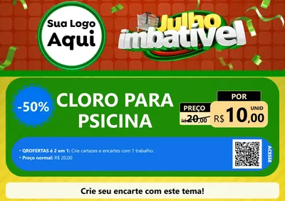 Modelo de Cartaz para Cartaz A4 Horizontal com o tema Julho Imbatível para Produtos para Piscina