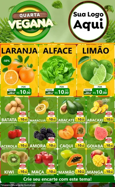Modelo de Encarte para Encarte Grande com o tema Quarta Vegana para Hortifrúti