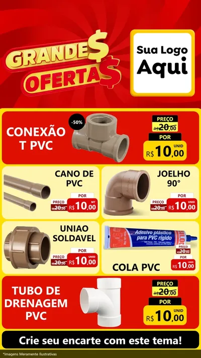 Modelo de TV para TV Vertical com o tema Grandes Ofertas para Tubos e conexões