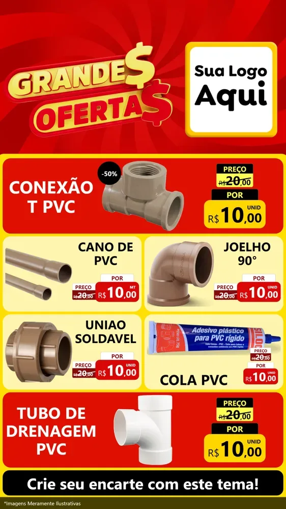 Modelo de TV para TV Vertical com o tema Grandes Ofertas para Tubos e conexões