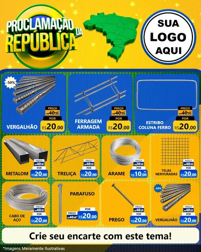Modelo de Rede Social para Feed Instagram com o tema Proclamação da República para Ferragens