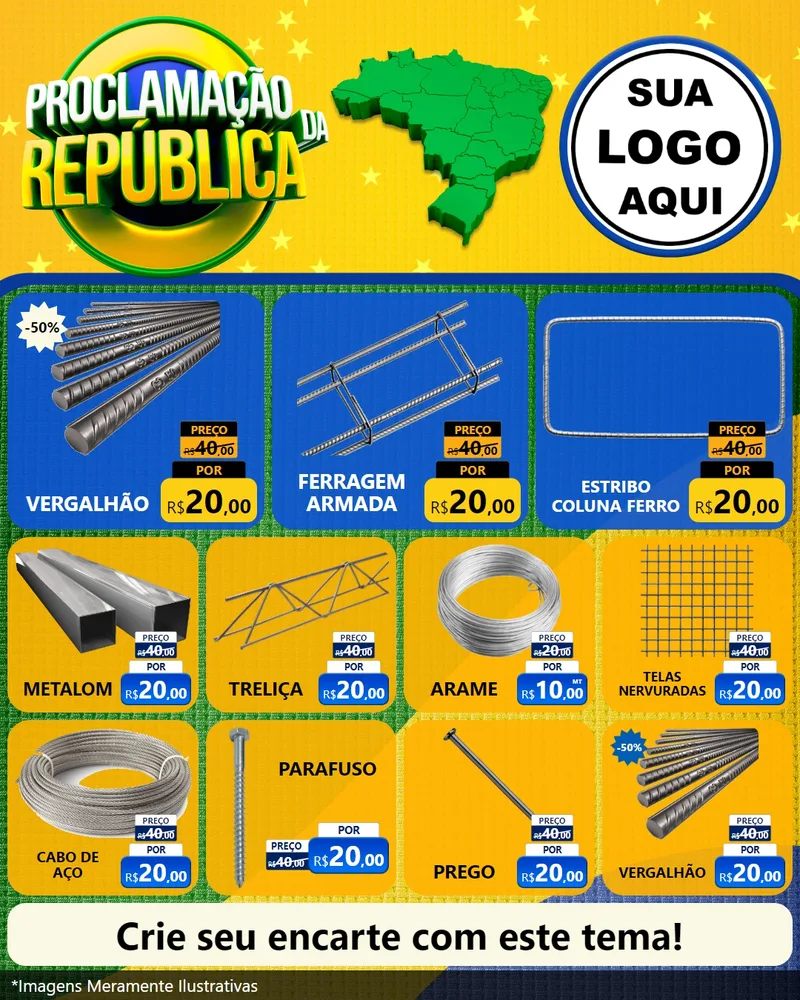 Modelo de Rede Social para Feed Instagram com o tema Proclamação da República para Ferragens