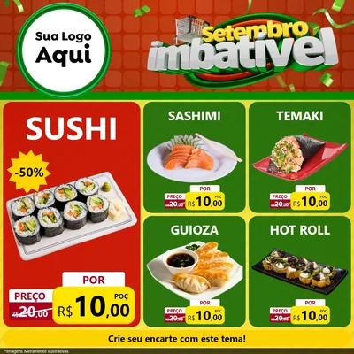 Modelo de Rede Social para Feed Facebook com o tema Setembro Imbatível para Comida japonesa