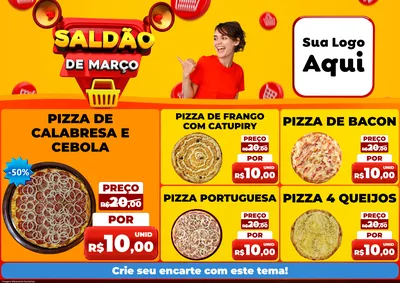 Modelo de Encarte para Encarte A4 Horizontal com o tema Saldão de Março para Pizzaria
