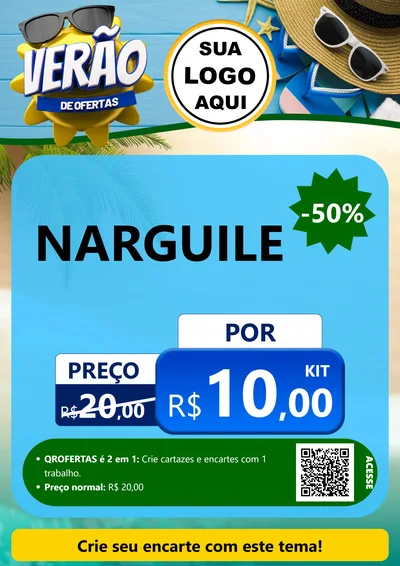 Modelo de Cartaz para Cartaz A4 Vertical com o tema Verão de Ofertas para Tabacaria