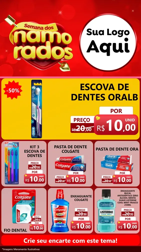 Modelo de Rede Social para Stories com o tema Semana dos namorados para Higiene Pessoal