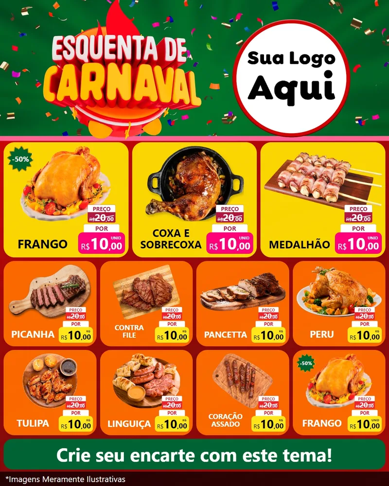 Modelo de Rede Social para Feed Instagram com o tema Esquenta de Carnaval para Assados