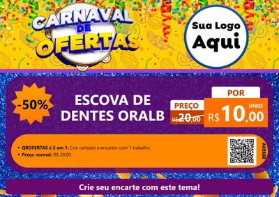 Modelo de Cartaz para Cartaz A4 Horizontal com o tema Carnaval de Ofertas para Higiene Pessoal