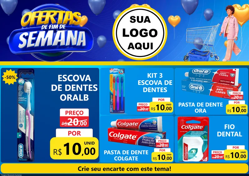 Modelo de Encarte para Encarte A4 Horizontal com o tema Ofertas de Fim de Semana para Higiene Pessoal