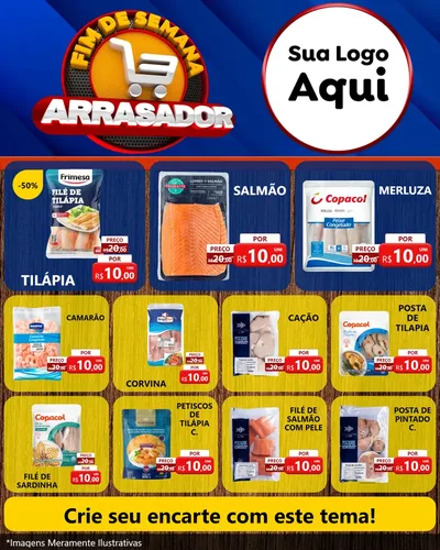 Modelo de Rede Social para Feed Instagram com o tema Fim De Semana Arrasador para Peixaria