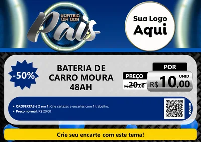 Modelo de Cartaz para Cartaz A4 Horizontal com o tema Sorteio Dia Dos Pais para Baterias Elétricas