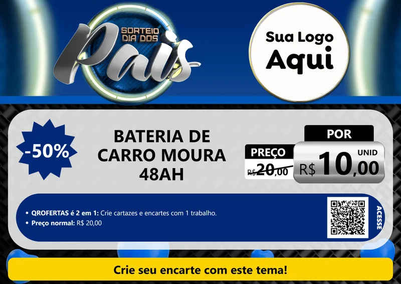 Modelo de Cartaz para Cartaz A4 Horizontal com o tema Sorteio Dia Dos Pais para Baterias Elétricas