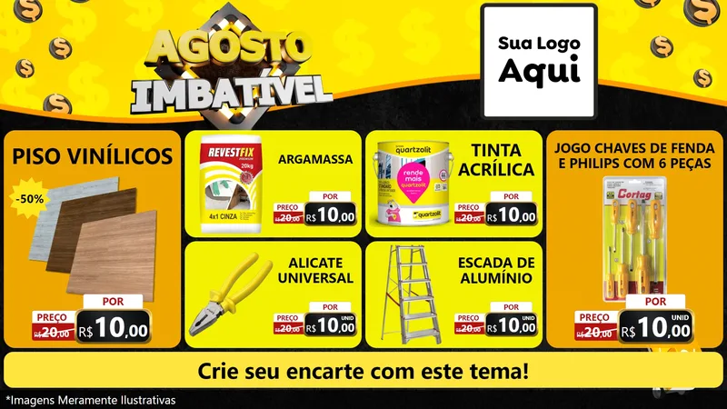 Modelo de TV para TV Horizontal com o tema Agosto Imbatível para Material para Construção