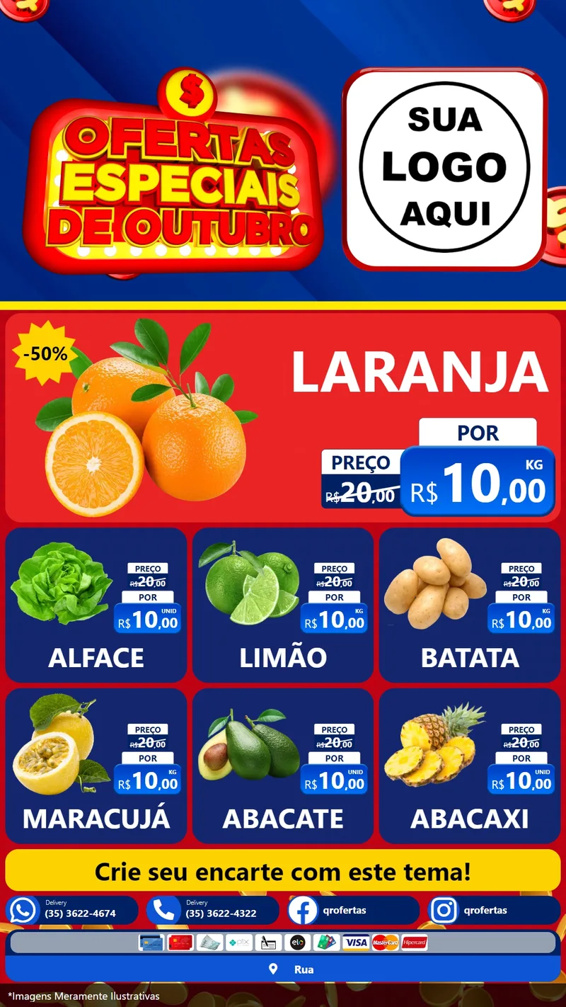 Modelo de Rede Social para Stories com o tema Ofertas Especiais de Outubro para Hortifrúti