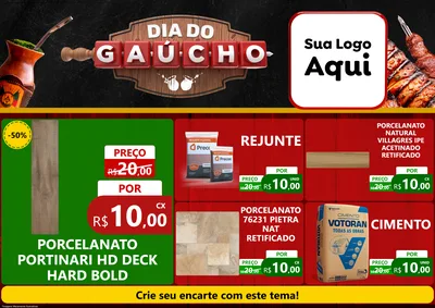 Modelo de Encarte para Encarte A4 Horizontal com o tema Dia do Gaúcho para Pisos e revestimentos
