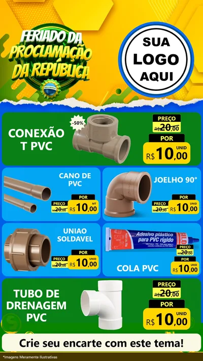 Modelo de TV para TV Vertical com o tema Feriado da Proclamação da República para Tubos e conexões