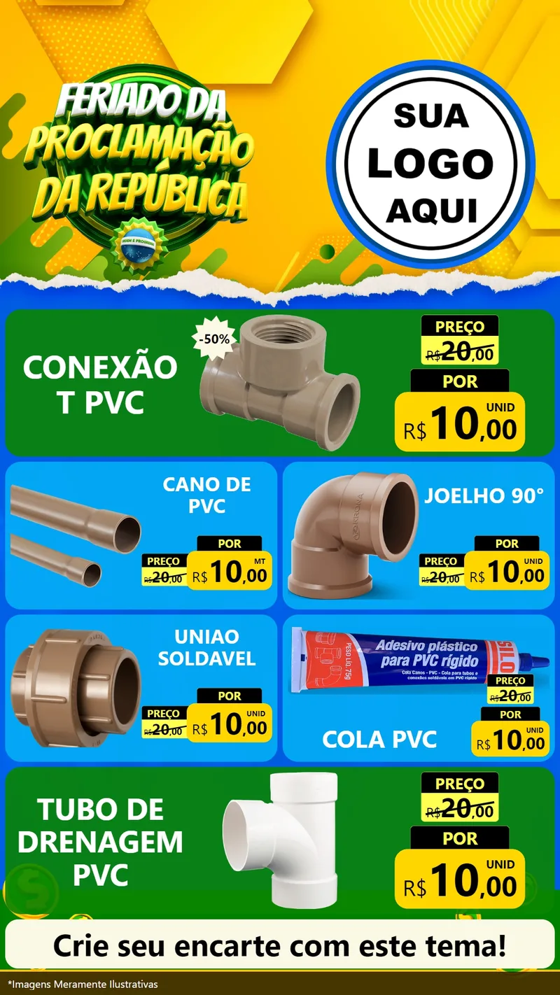 Modelo de TV para TV Vertical com o tema Feriado da Proclamação da República para Tubos e conexões