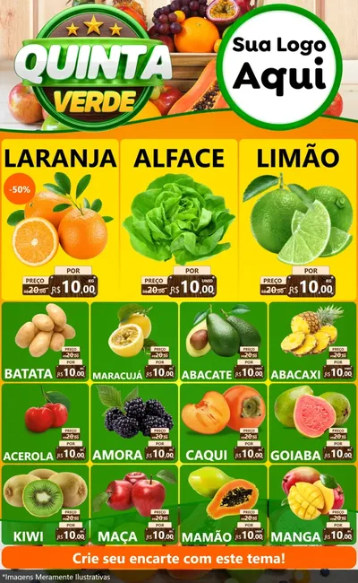 Modelo de Encarte para Encarte Grande com o tema Quinta Verde para Hortifrúti