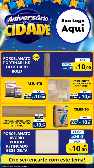 Modelo de TV para TV Vertical com o tema Aniversário da Cidade para Pisos e revestimentos