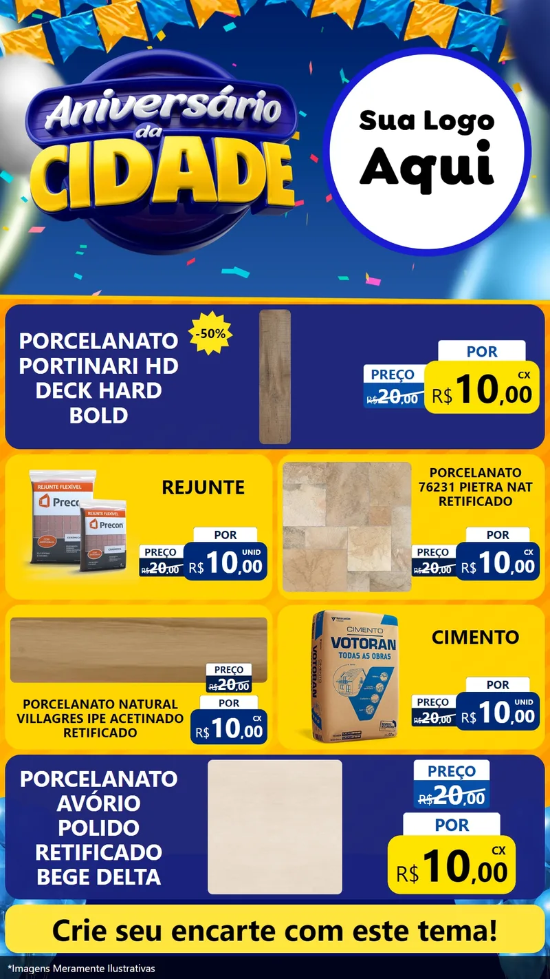 Modelo de TV para TV Vertical com o tema Aniversário da Cidade para Pisos e revestimentos