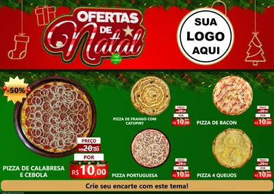 Modelo de Encarte para Encarte A4 Horizontal com o tema Ofertas de Natal para Pizzaria
