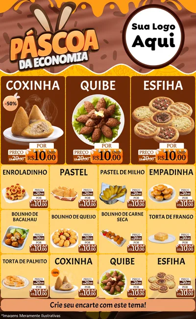 Modelo de Encarte para Encarte Grande com o tema Páscoa da Economia para Salgadaria