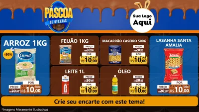 Modelo de TV para TV Horizontal com o tema Páscoa de Ofertas para Supermercado